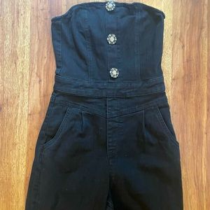 Strapless Black Denim Romper